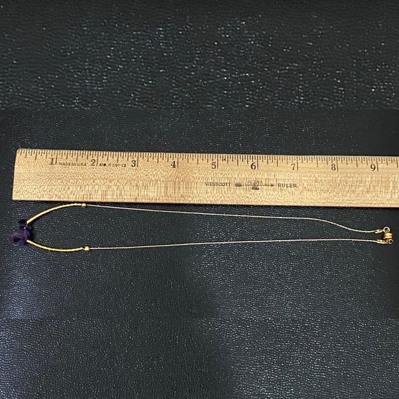 Natural Raw Amethyst Pendant Magnetic Clasp Gold-tone Skinny Chain Necklace - Picture 12 of 15